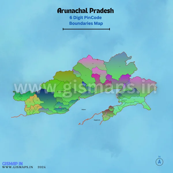 Arunachal Pradesh 6 Digit Pincode Boundaries Map